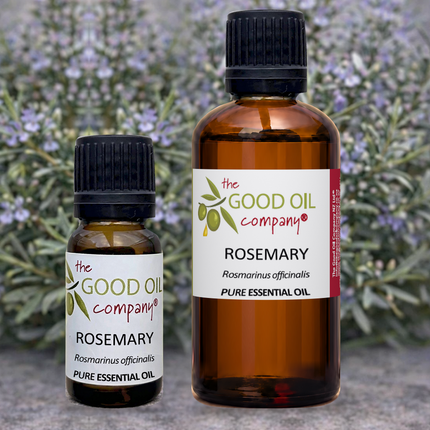 Rosemary Essential Oil in 10 ml and 50 ml amber bottles