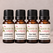 Everyday Essentials Starter Kit with four 10ml bottles of Lavender, Peppermint, Tea Tree and Sweet Orange essential oils.
