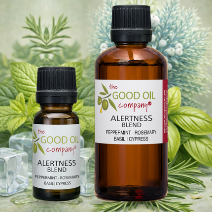 Alertness Blend in 10 ml and 50 ml amber bottles