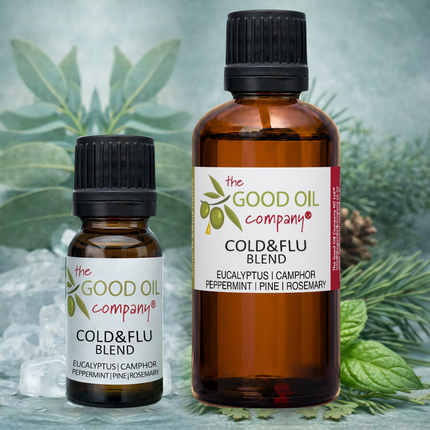 Cold & Flu Blend in 10 ml and 50 ml amber bottles