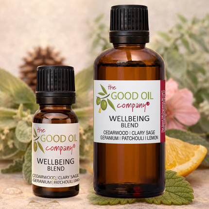 Wellbeing Blend in 10 ml and 50 ml amber bottles